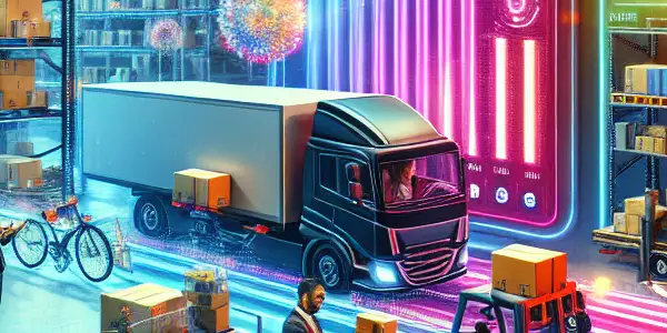 A diverse team manages logistics in a vibrant warehouse, showcasing efficiency in adult content distribution.