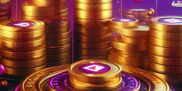 A modern digital platform showcasing adult content points with gilded coins and abstract, enticing visuals.