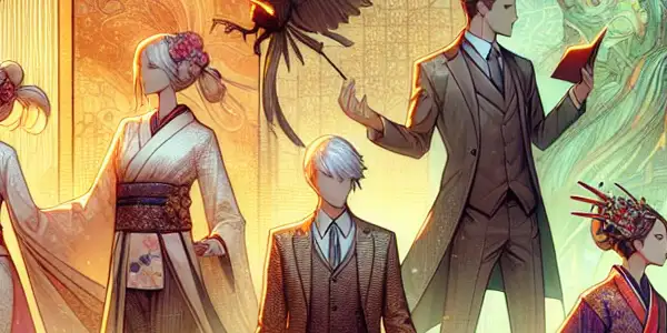 A vibrant scene featuring characters in alluring outfits, set in a romantic and adventurous backdrop, hinting at adult entertainment themes.