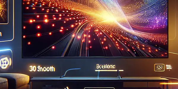 A modern digital interface displaying vibrant movie thumbnails for Japanese adult films in a cozy living room setting.